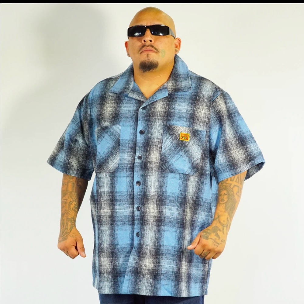 Blue and Black Plaid Men's Checker wool Shirt FB County